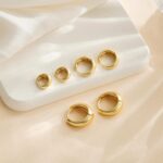 Glossy 18K gold plated copper hoop earrings minimalist women’s jewelry