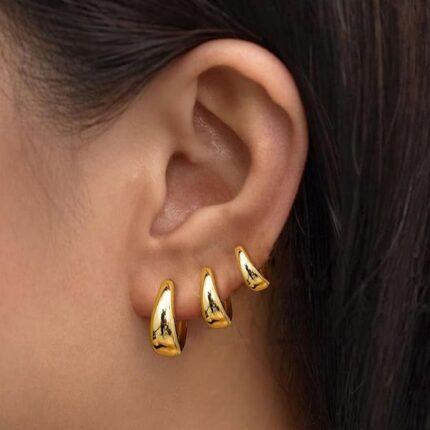 Minimalist gold hoop earrings for women modern everyday luxury style