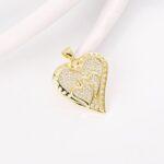 14k Gold Plated Zirconia Pave Heart Pendant – Large Ice Out Pendant for Women - Image 5
