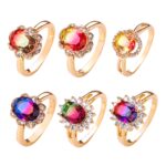 18k Gold Plated Flower Ring with Gradient Zircon