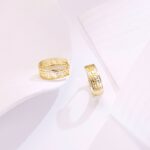 14K Gold Oval Huggie Earrings – Trendy Medium Hoop - Image 4