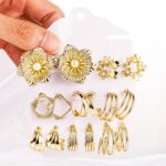 14K Gold Pearl Hoop Earrings - Image 2