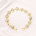 14k Gold Plated Heart Square Cuban Chain Bracelet - Image 4