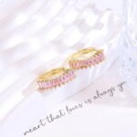 14K Gold Plated Rectangular Zirconia Huggie Earrings - Image 3