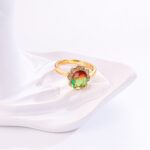 18k Gold Plated Flower Ring with Gradient Zircon - Image 3