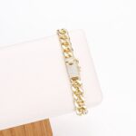 14K Gold Plated Cuban Link Bracelet – Modern Zirconia Shine - Image 4