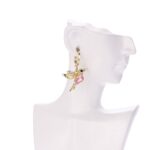 14K Gold Plated Bird Drop Earrings with Zircon - Image 2