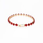 18k Gold Plated Tennis Bracelet Gift Princess Cut Red Green Blue Black Color Small Zircon Pulsera