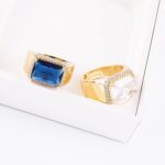 14K Gold Plated Adjustable Rectangle CZ Ring for Women - Image 5