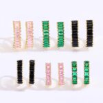 14K Gold Plated Rectangular Zirconia Huggie Earrings - Image 4