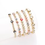 14K Gold Plated Women’s Lucky Adjustable Charm Bracelet – Stretch Beaded Fashion Bracelet - Image 4