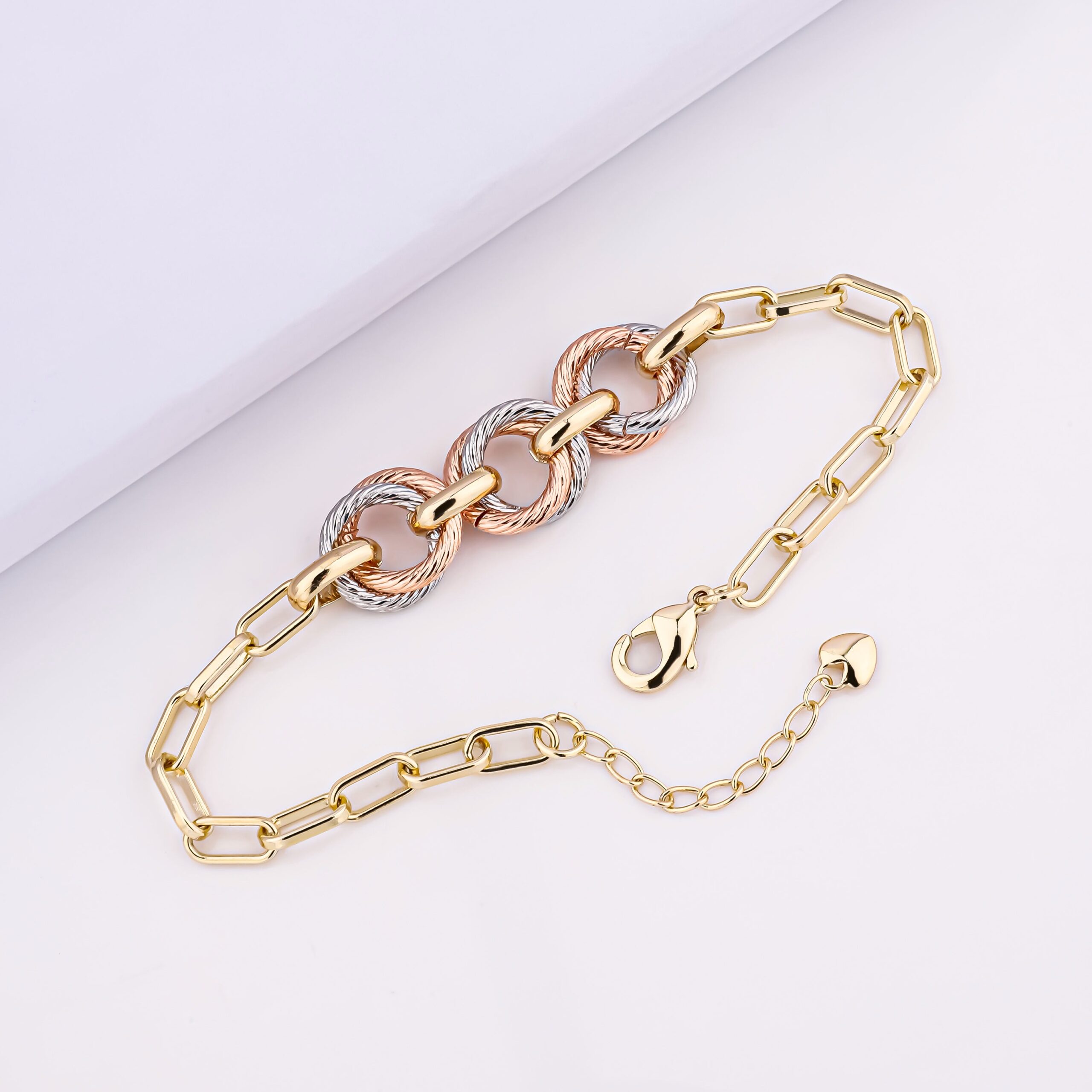 H1c3f3c4fd7514c04a7498b06034ee7d 14K Three Gold Plated Oro Pluseras Tri Tone Bracelet - Image 1