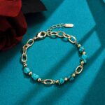 Handmade Turquoise Bracelet With 14K Gold Plating - Image 2