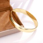 14k Gold Fashion Jewelry - Shiny Hypoallergenic Minimalist Arc Bangle - Image 2