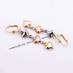 14K Tricolor Heart Long Earrings for Women – Minimalist & Modern - Image 4