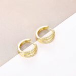 14K Gold Huggie Earrings with Cubic Zirconia - Image 4