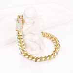 14K Gold Plated Cuban Link Bracelet – Modern Zirconia Shine - Image 3