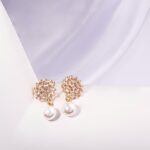 18K Gold Plated Pearl Zircon Drop Earrings for Women - Image 4