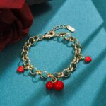 14K Gold Plated Cherry Charm Bracelet for Women - Image 3