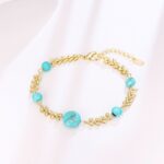 14K Gold Turquoise Bead Bracelet – Minimalist Luxury - Image 2