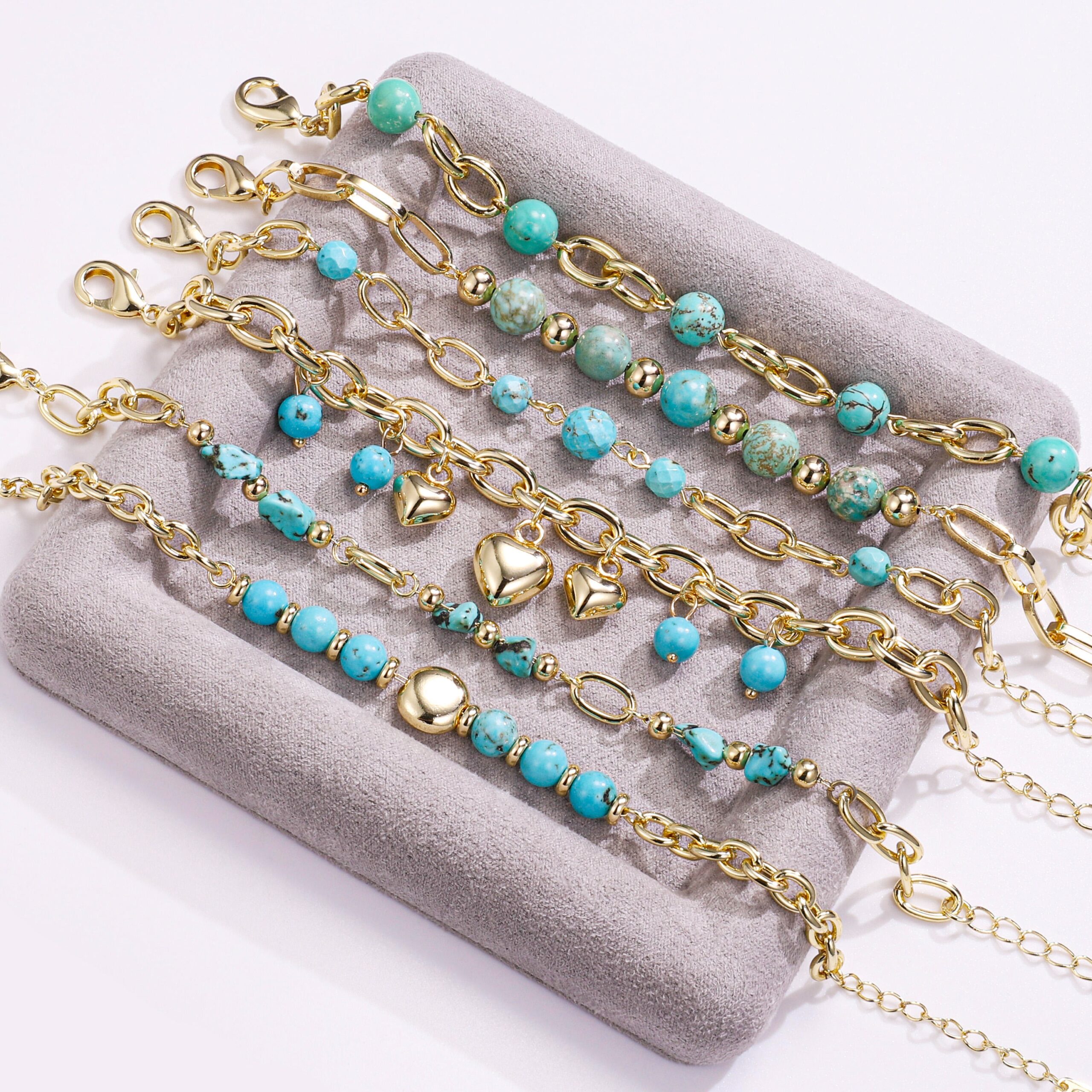 H3d48cd3dc1f345b3b5fd899dc993cc9 Handmade Turquoise Bracelet With 14K Gold Plating - Image 1