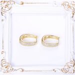 Gold Plated Huggie Hoop Earrings with Cubic Zirconia - Image 5