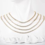 Brass Cuban Tennis Necklace 14K Gold Plated Zircon