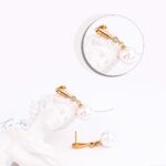 18K Gold Plated Pearl Zircon Drop Earrings for Women - Image 3