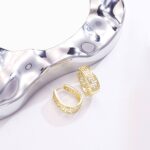 14K Gold Oval Huggie Earrings – Trendy Medium Hoop - Image 3