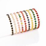18k Gold Plated Tennis Bracelet Gift Princess Cut Red Green Blue Black Color Small Zircon Pulsera - Image 2