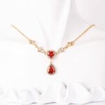 18k Gold-Plated Heart Ruby & Emerald Drop Necklace