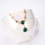 18k Gold-Plated Heart Ruby & Emerald Drop Necklace - Image 6