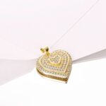 14k Gold Plated Zirconia Pave Heart Pendant – Large Ice Out Pendant for Women - Image 3