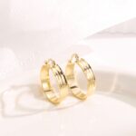 14K Gold Plated Chunky Hoop Earrings for Women - Image 3