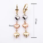 14K Tricolor Heart Long Earrings for Women – Minimalist & Modern - Image 6