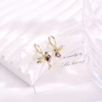 14K Gold Plated Bird Drop Earrings with Zircon - Image 3