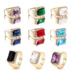 14K Gold Plated Adjustable Rectangle CZ Ring for Women