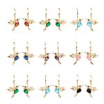 14K Gold Plated Bird Drop Earrings with Zircon