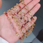 Gold Plated Zircon Heart Clover Bracelet for Women - Image 3