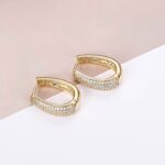 Gold Plated Huggie Hoop Earrings with Cubic Zirconia