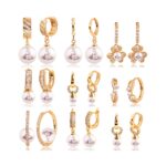 18K Gold Plated Pearl Dangle Earrings – Minimalist Zircon Drop