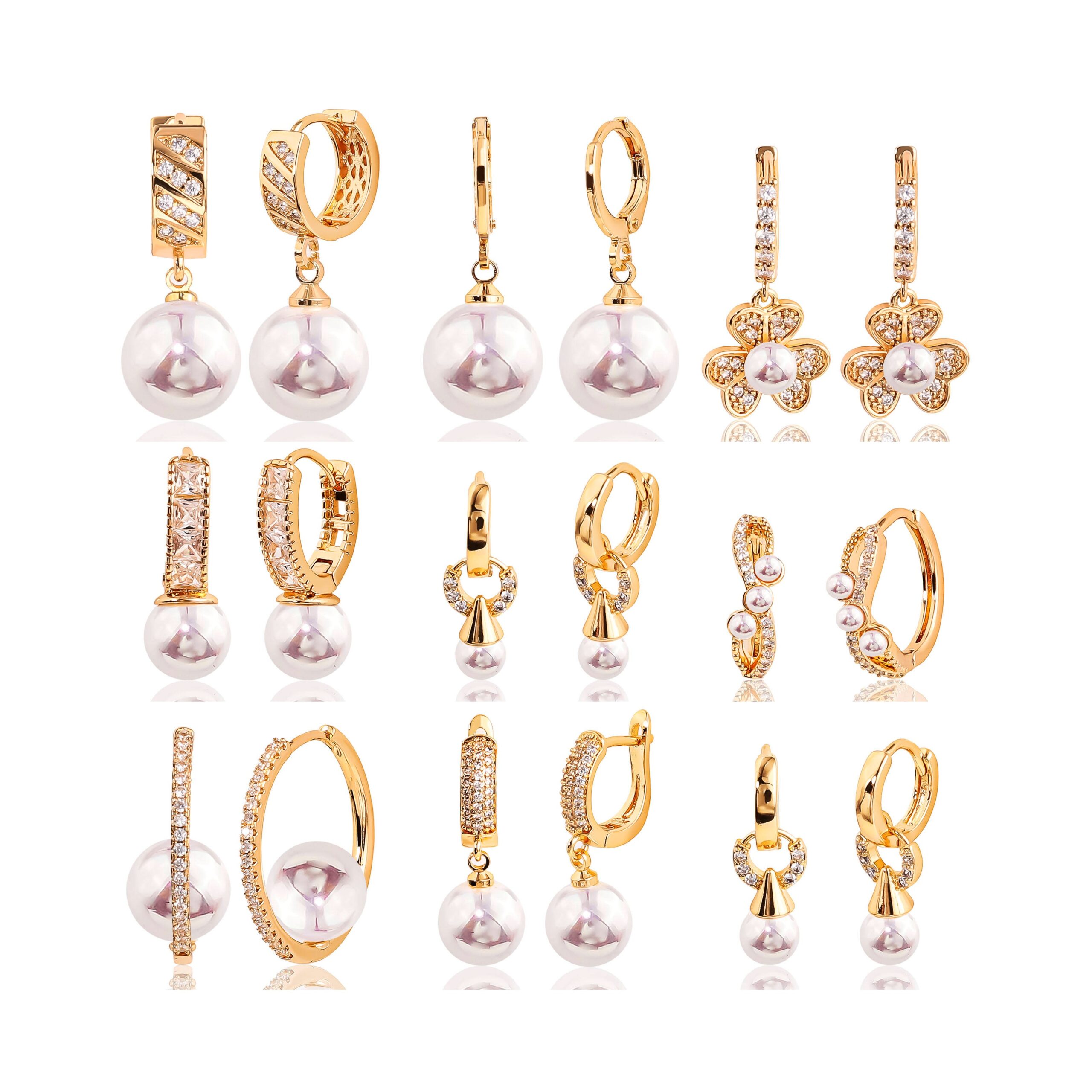 H7aa916e353c94c37ae3765e3e5a3fa0 18K Gold Plated Pearl Dangle Earrings – Minimalist Zircon Drop - Image 1