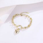 old-Plated Love Heart Bracelet for Women – Adjustable Pulsera - Image 5