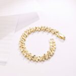 14K Gold Plant Link Chain Bracelet – Minimalist Luxury - Image 4
