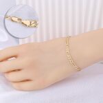 14K Gold Plated Figaro Chain Bracelet – Minimalist Chunky Luxury - Image 3