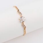 Trendy 18K Gold Plated Butterfly Clover Copper Bracelet with Zircon Charm - Image 5