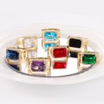 14K Gold Plated Adjustable Rectangle CZ Ring for Women - Image 2
