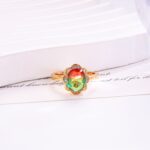 18k Gold Plated Flower Ring with Gradient Zircon - Image 5
