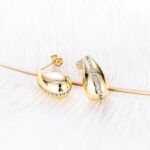 14K Gold Plated Zircon Stud Earrings - Image 2