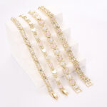 14K Gold Plated Hollow Heart Bracelet – Tricolor Elegance - Image 2